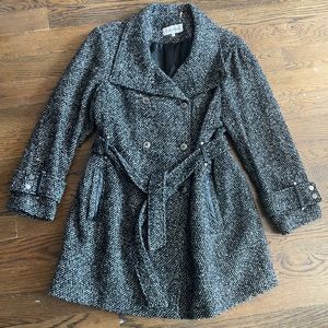 Calvin Klein XL Tweed Belted Coat